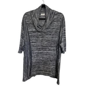 LOGO Lori Goldstein Grey Short Sleeve Cowl Neck Sweater Size 1X Asymmetrical